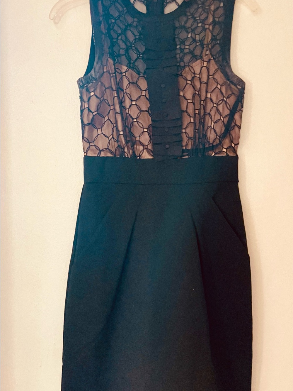 BCBG Black Lace Bodice Sheath Dress